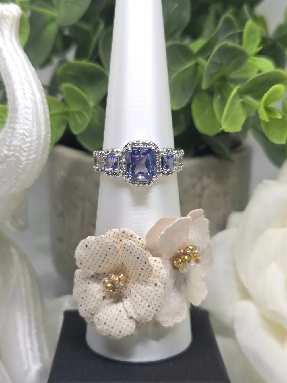 BP Elegant Silver Ring with Lavender Topaz Center Stone